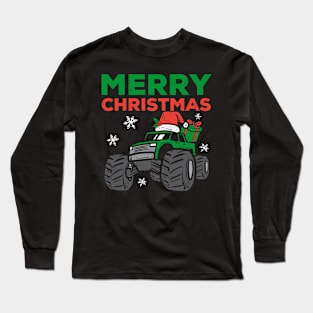 Merry Christmas Monster Truck Toddler Boys Men Xmas Kids Long Sleeve T-Shirt